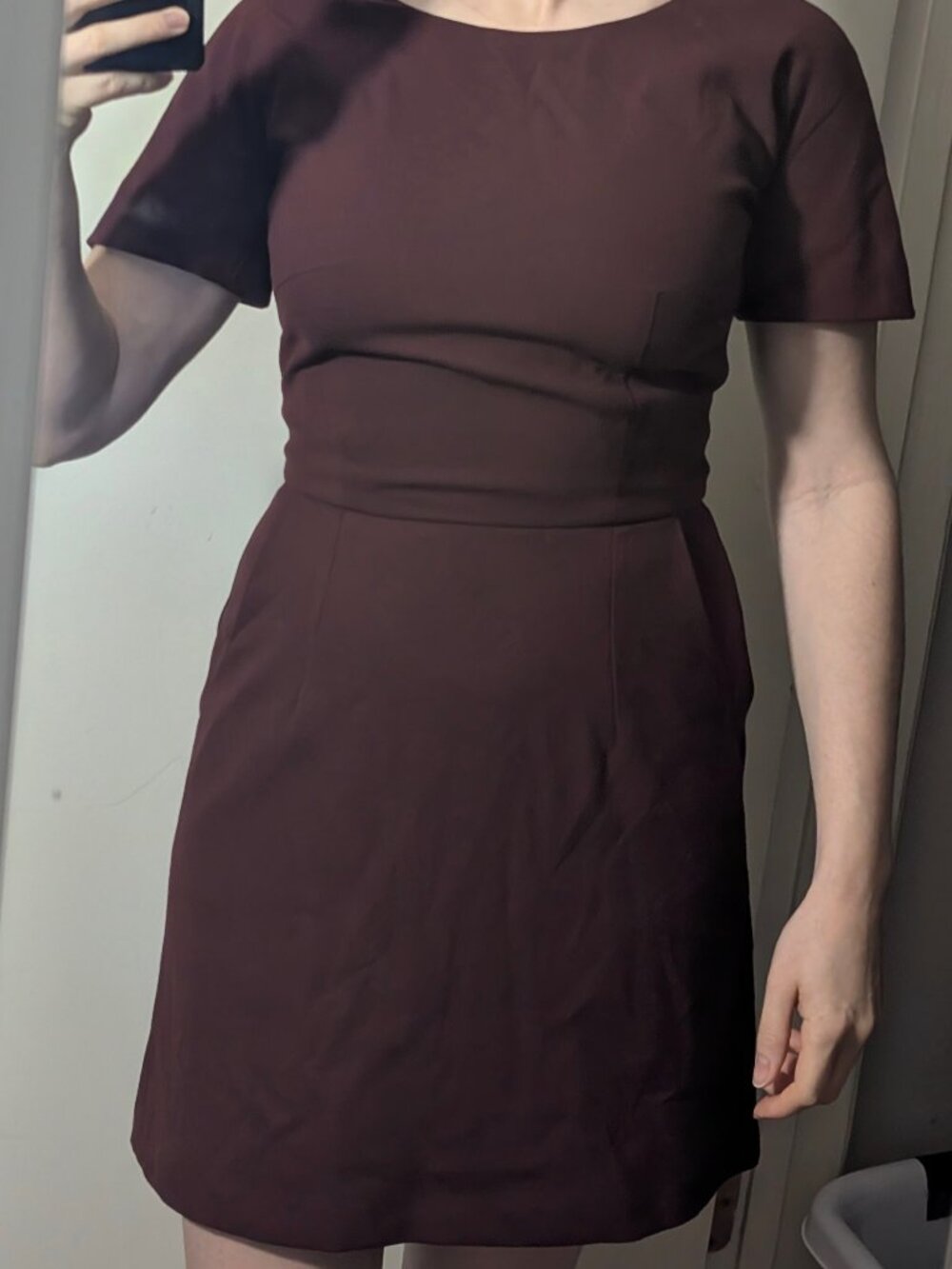French Connection Maroon Pocketed Business Casual Dress